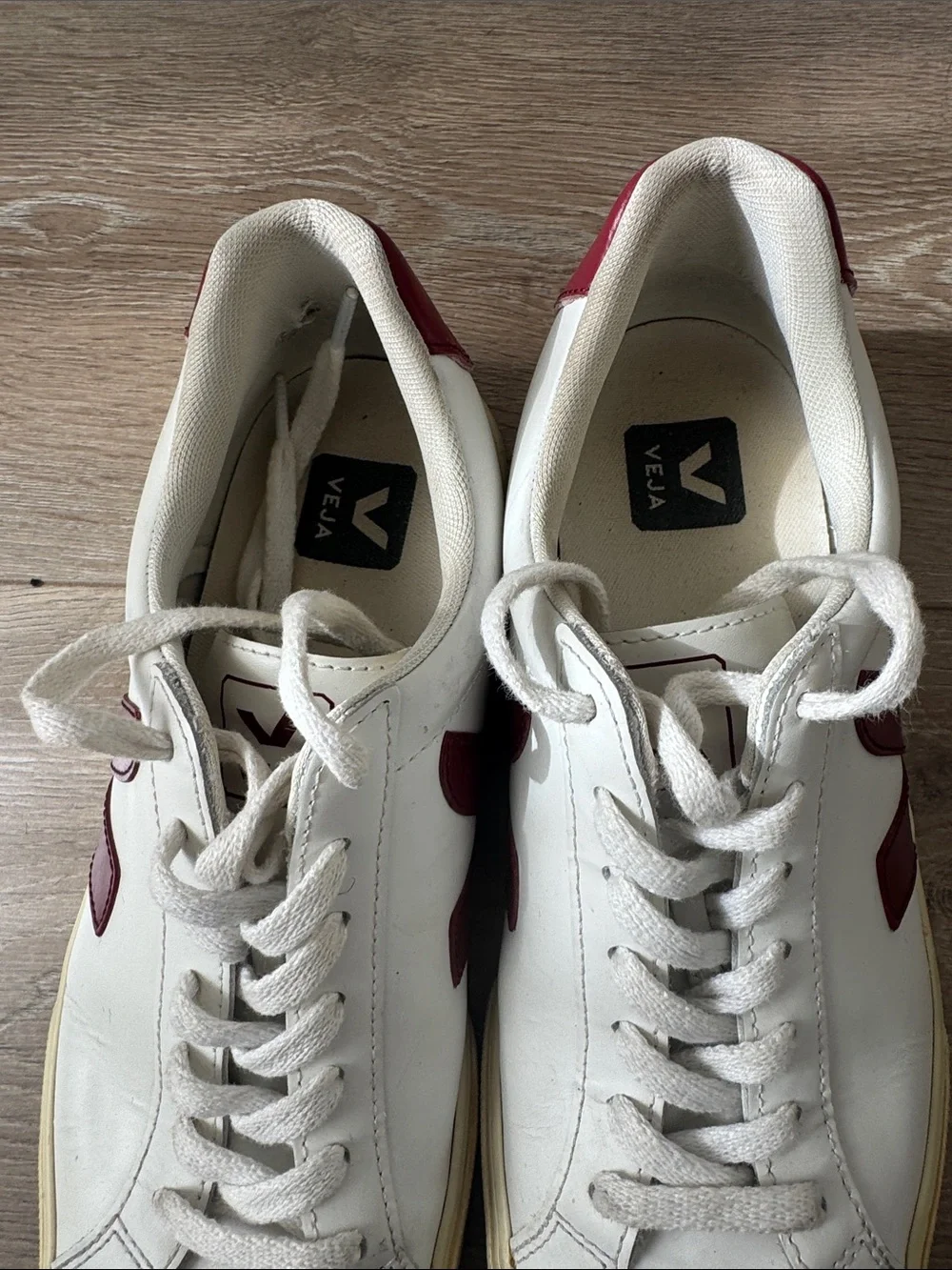 Veja White Sneakers with‎ Red Accents